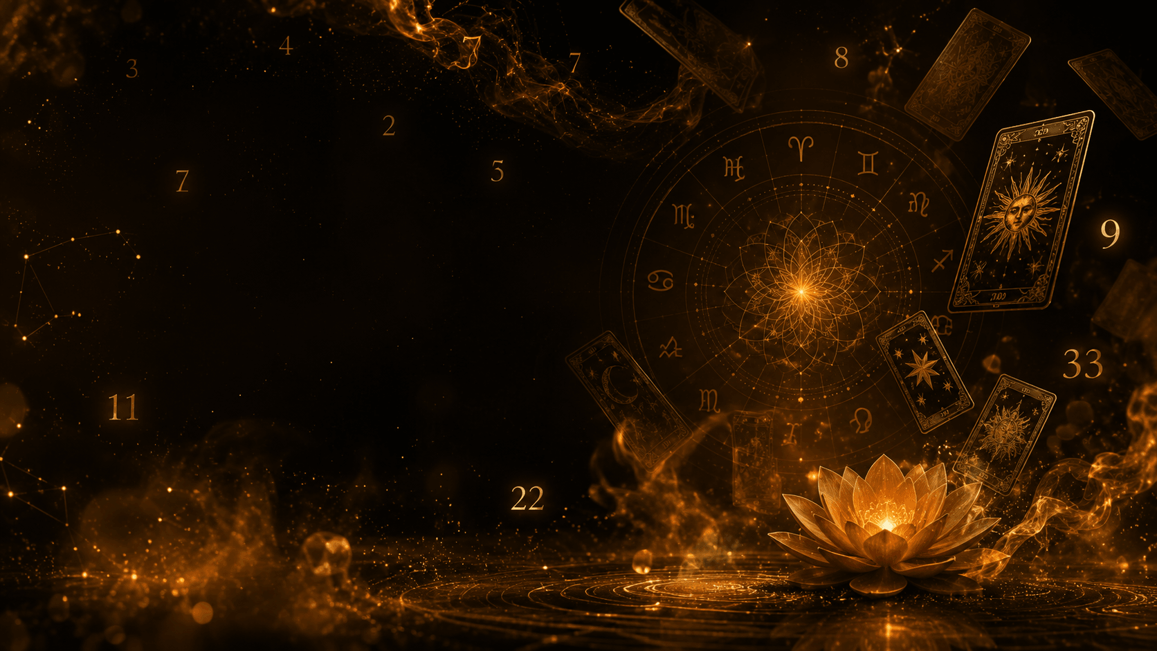Mystical numerology and tarot background